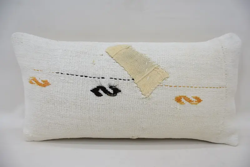 Vintage Kilim Throw Pillow, Indoor Pillow Sham, Interior Designer Pillow, Pillow Cover, 12x24 White Cushion Cover, Ethnical Kilim Rug Pillow - 4