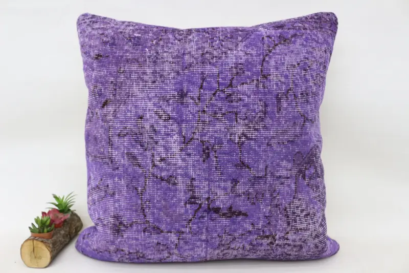 Vintage Cushion Cover, Turkish Pillow, Wholesale Pillow Sham, Floor Cushion, Pillow, Pillow for Couch, Vintage Pillow, 28x28 Purple Cushion - 1