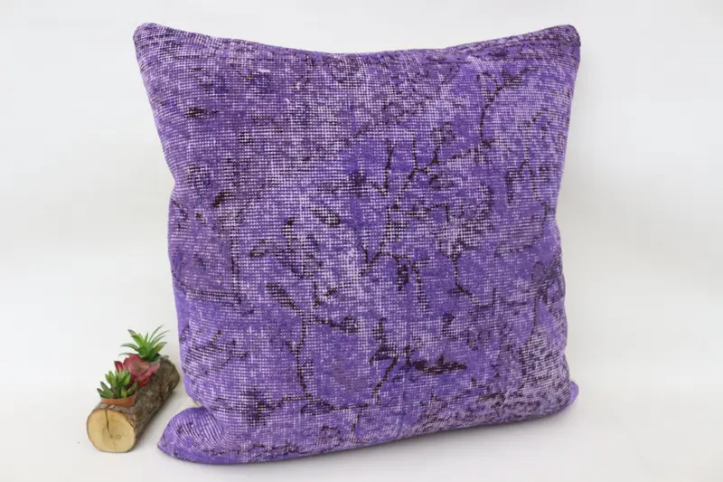 Vintage Cushion Cover, Turkish Pillow, Wholesale Pillow Sham, Floor Cushion, Pillow, Pillow for Couch, Vintage Pillow, 28x28 Purple Cushion - 3