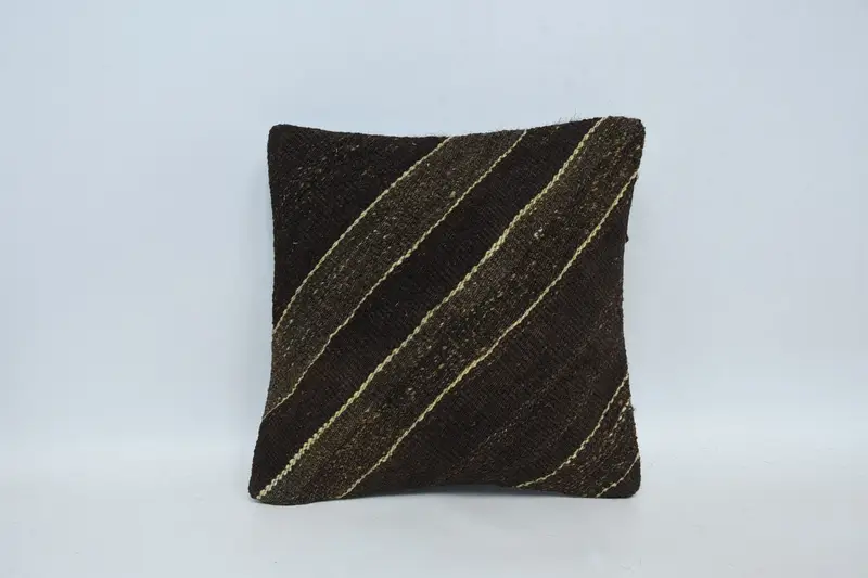 Throw Striped Rustic Cushion Case, Brown Moroccan Pillowcase - 1