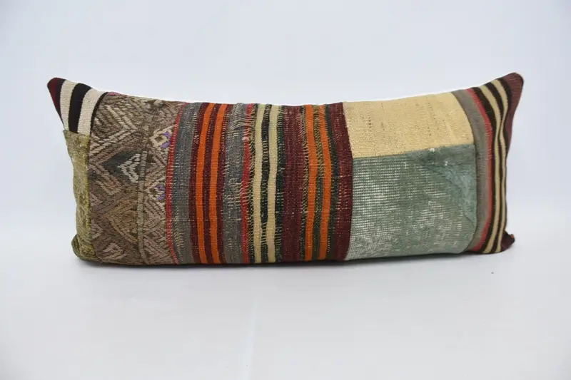Turkish Beige Rectangle Pillow Case, Striped Moroccan 16x36 inch Pillow - 1