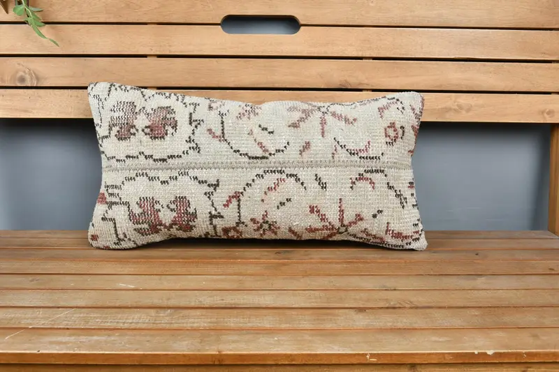 Kilim Cushion Sham, Handwoven Cushion Cover, Accent Throw Pillow Case, Pillow, 12x24 Beige Pillow, Rustic Pillow, Home Decor Pillow, Vintage Pillow - 6