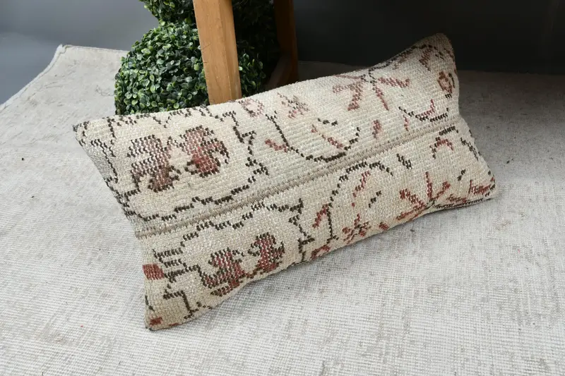 Kilim Cushion Sham, Handwoven Cushion Cover, Accent Throw Pillow Case, Pillow, 12x24 Beige Pillow, Rustic Pillow, Home Decor Pillow, Vintage Pillow - 7