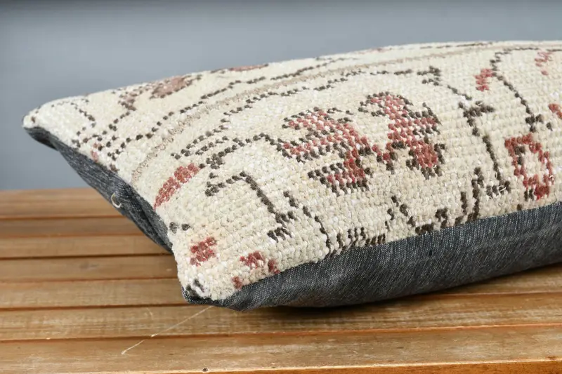 Kilim Cushion Sham, Handwoven Cushion Cover, Accent Throw Pillow Case, Pillow, 12x24 Beige Pillow, Rustic Pillow, Home Decor Pillow, Vintage Pillow - 4