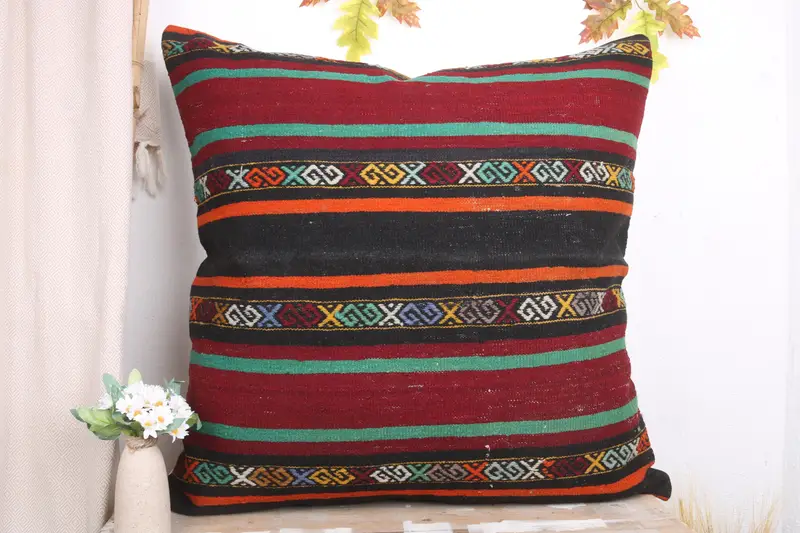 Vintage Pillow Case, Couch Pillow, Kilim Pillow, 32x32 Red Cushion, Patio Pillow, Pillow Sham, Pillow for Couch, Boho Pillow - 2