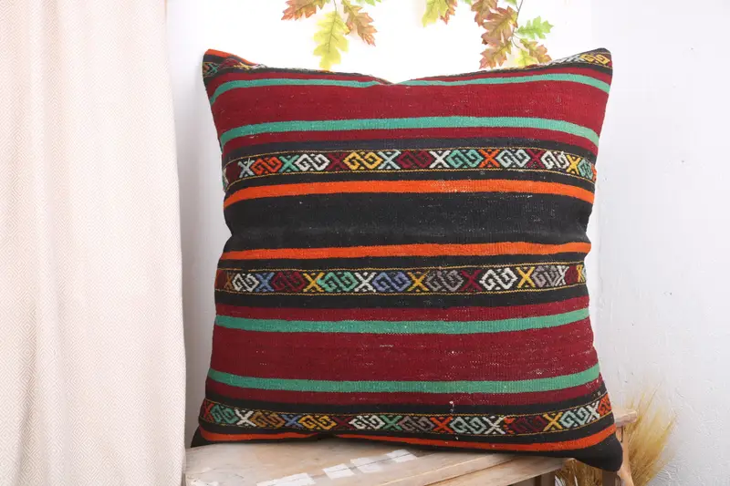 Vintage Pillow Case, Couch Pillow, Kilim Pillow, 32x32 Red Cushion, Patio Pillow, Pillow Sham, Pillow for Couch, Boho Pillow - 4