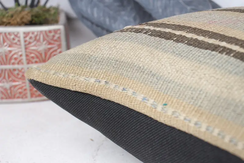 14x14 Beige Pillow Cover, Throw Kilim Pillow, Muted Cushion Case, Turkish Pillow, Muted Pillow Case, Kilim Cushion Sham, Pillow, Retro Pillow - 7