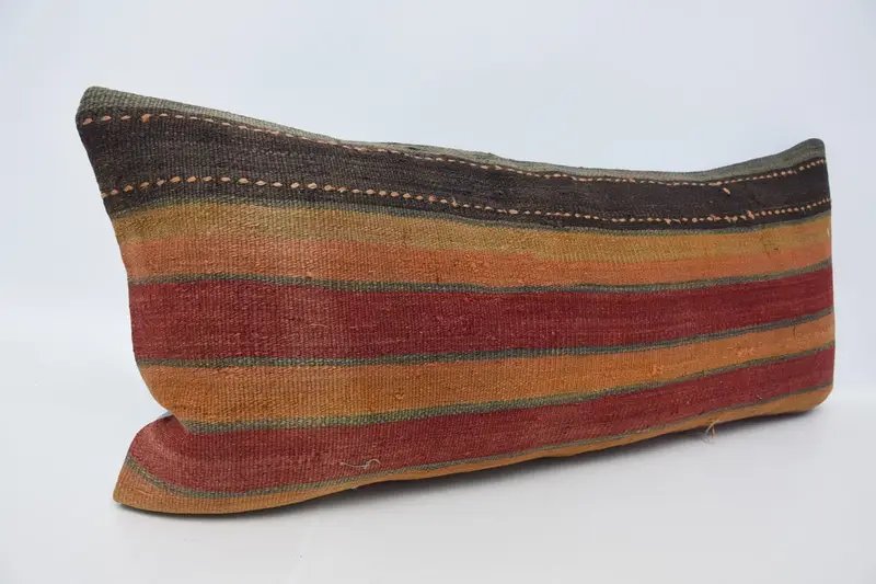 Hippie Throw Cushion Cover, 16x36 Red Cushion Case, Cushion Case, Gift Pillow, Handmade Kilim Cushion, Vintage Kilim Pillow - 3