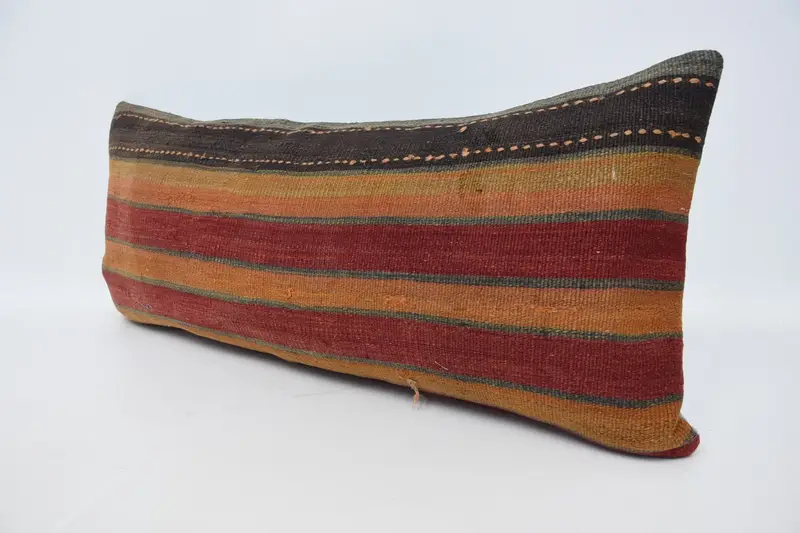 Hippie Throw Cushion Cover, 16x36 Red Cushion Case, Cushion Case, Gift Pillow, Handmade Kilim Cushion, Vintage Kilim Pillow - 4
