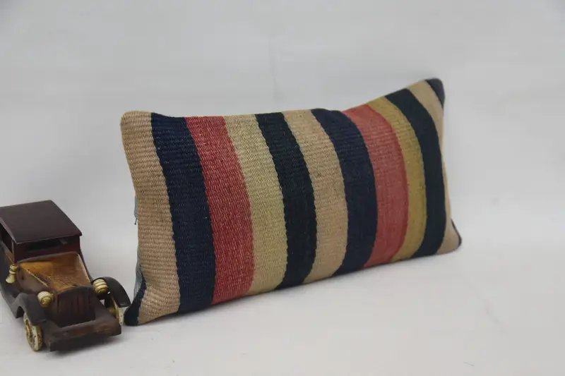 Decorative Bolster Pillow, Pillow Sham, 8x16 Beige Pillow Case, Turkish Kilim Pillow, Boho Pillow, Turkish Bench Cushion, Throw Kilim Pillow - 2