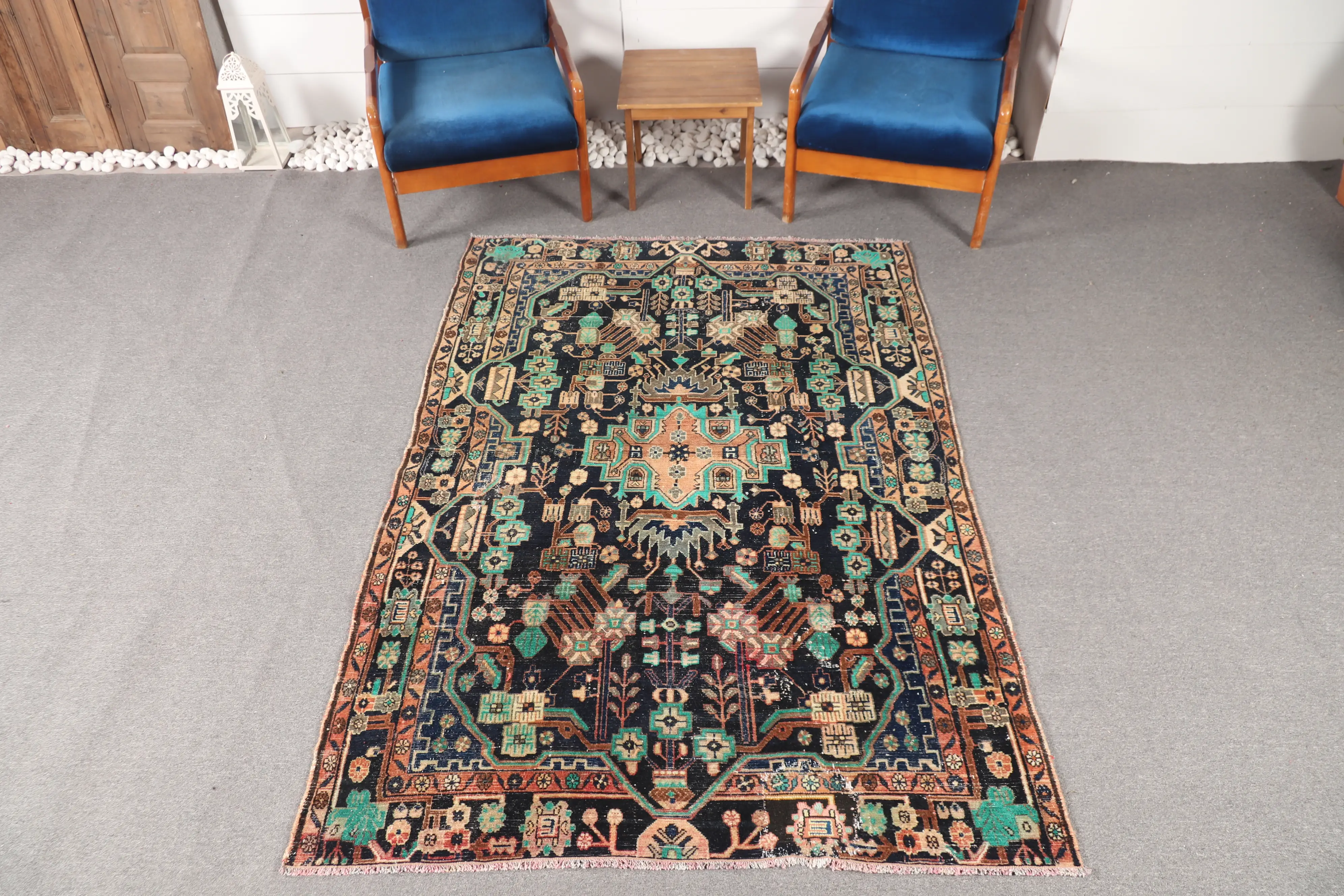 Türkischer Vintage-Teppich, 148 x 210 cm, brauner Oushak-Teppich - 1