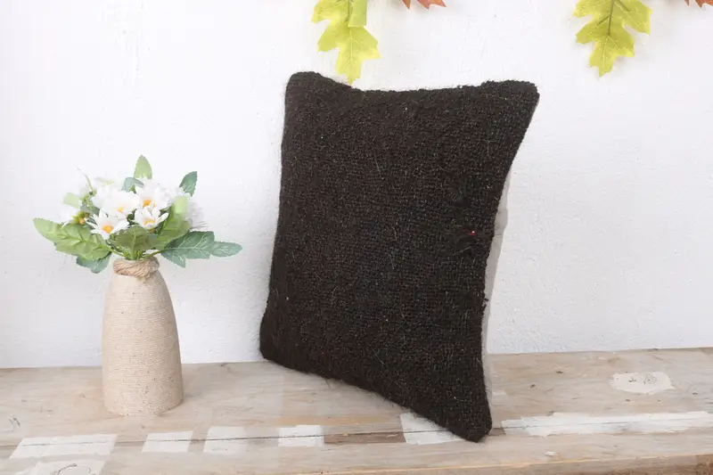 Colorful Cushion, Toss Pillow, 12x12 Brown Pillow, Handmade Kilim Cushion, Cushion Case, Pillow for Sofa, Vintage Kilim Throw Pillow - 4
