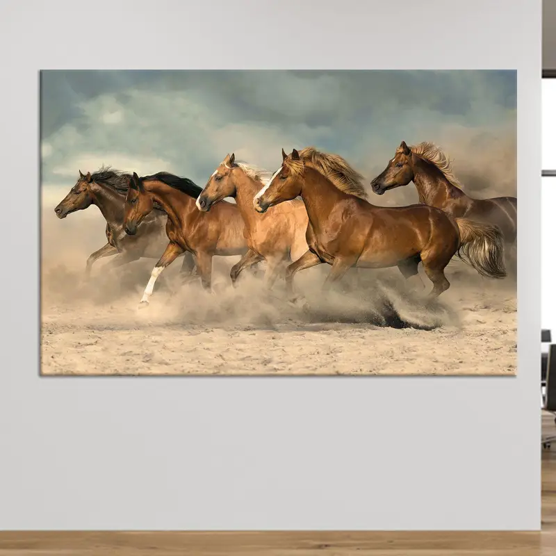 Eleganter Pferde-Leinwanddruck: Perfekte Bauernhaus- und Loft-Dekoration