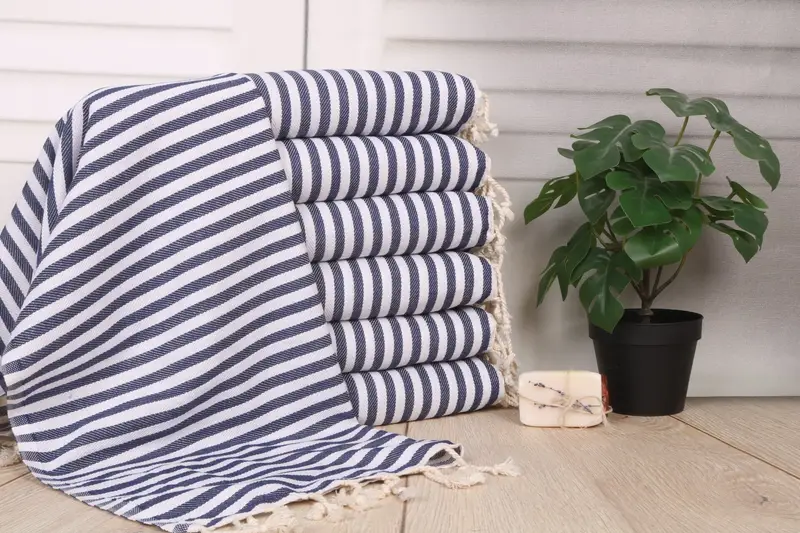 Home Decor Gifts, Organic Towel, 40x18 Cotton Striped Towel, Wedding Favors, Custom Hand Towel, Valentines Day Gift Idea, Small Bath Towels - 1