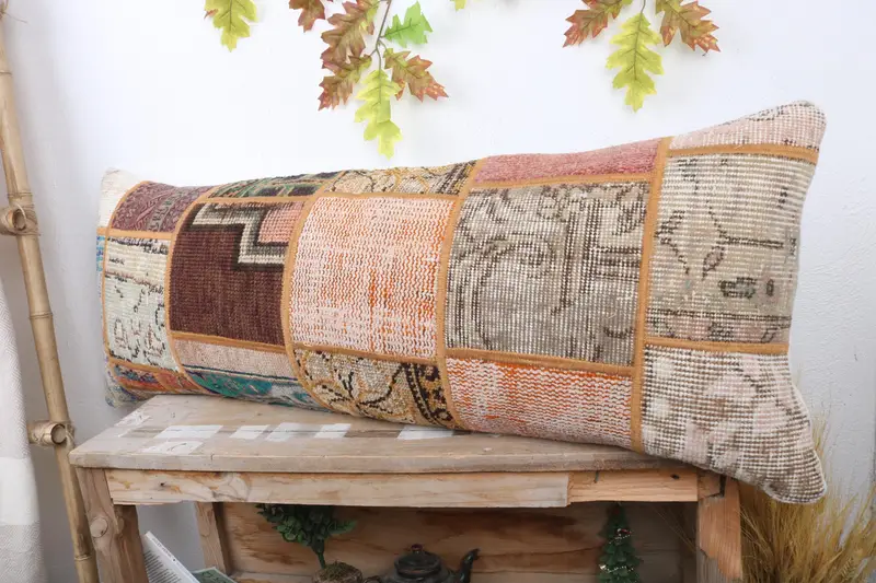 16x43 Rainbow Pillow, Antique Pillows, Colorful Pillow Case, Bed Pillow, Ethnical Kilim Rug Pillow, Pillow Cover, Pillow for Sofa - 4