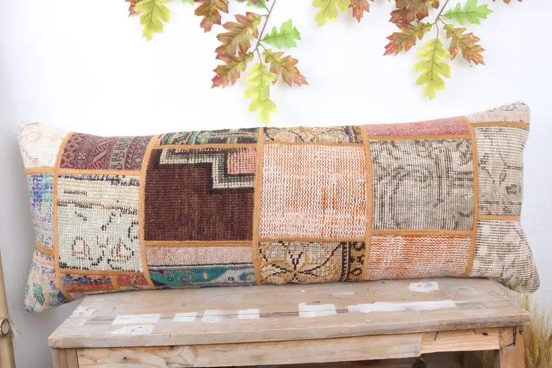 16x43 Rainbow Pillow, Antique Pillows, Colorful Pillow Case, Bed Pillow, Ethnical Kilim Rug Pillow, Pillow Cover, Pillow for Sofa - 2