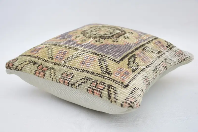 Cushion Case, Bright Cushion Cover, 12x12 Beige Pillow Cover, Vintage Pillow, Yoga Cushion Case, Interior Designer Pillow, Pillow for Sofa - 5
