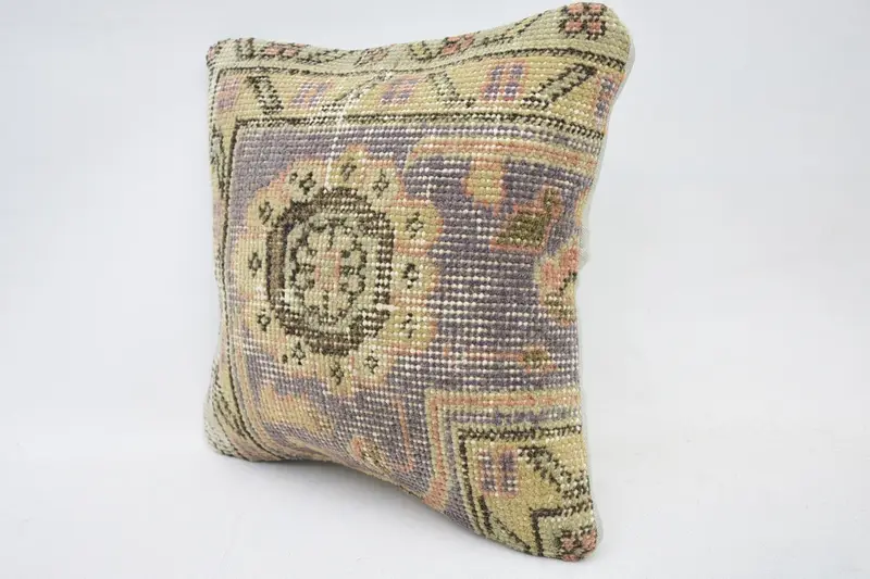 Cushion Case, Bright Cushion Cover, 12x12 Beige Pillow Cover, Vintage Pillow, Yoga Cushion Case, Interior Designer Pillow, Pillow for Sofa - 3