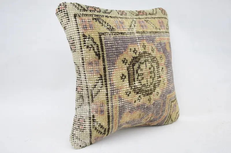 Cushion Case, Bright Cushion Cover, 12x12 Beige Pillow Cover, Vintage Pillow, Yoga Cushion Case, Interior Designer Pillow, Pillow for Sofa - 2