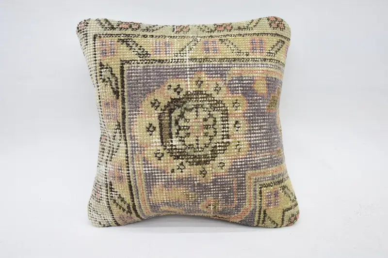 Cushion Case, Bright Cushion Cover, 12x12 Beige Pillow Cover, Vintage Pillow, Yoga Cushion Case, Interior Designer Pillow, Pillow for Sofa - 1