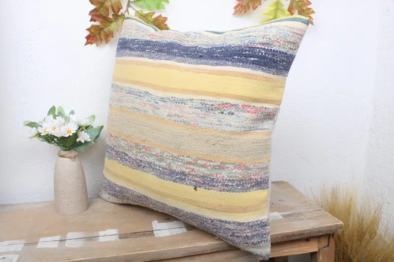 18x18 Yellow Cushion Case, Kilim Pillow, Turkish Kilim Pillow, Outdoor Throw Cushion, Customized Pillow Case, Pillow Cover, Pillow for Couch - 4