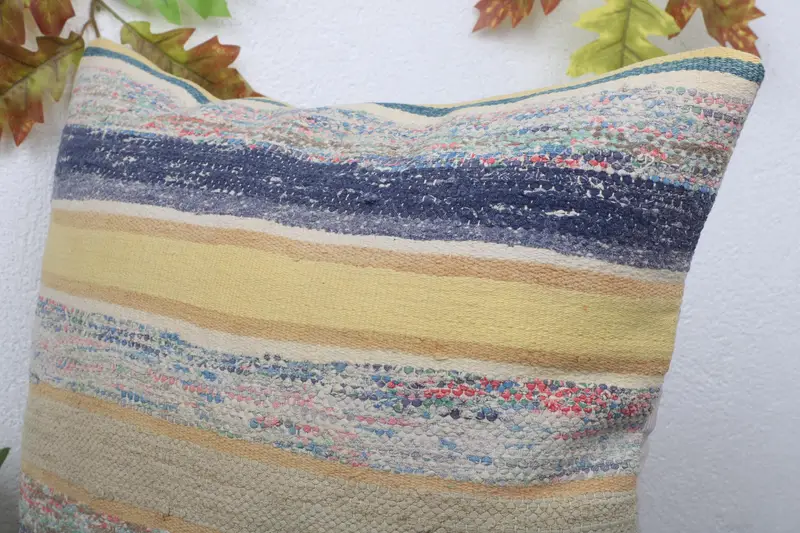 18x18 Yellow Cushion Case, Kilim Pillow, Turkish Kilim Pillow, Outdoor Throw Cushion, Customized Pillow Case, Pillow Cover, Pillow for Couch - 5