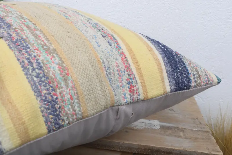 18x18 Yellow Cushion Case, Kilim Pillow, Turkish Kilim Pillow, Outdoor Throw Cushion, Customized Pillow Case, Pillow Cover, Pillow for Couch - 6