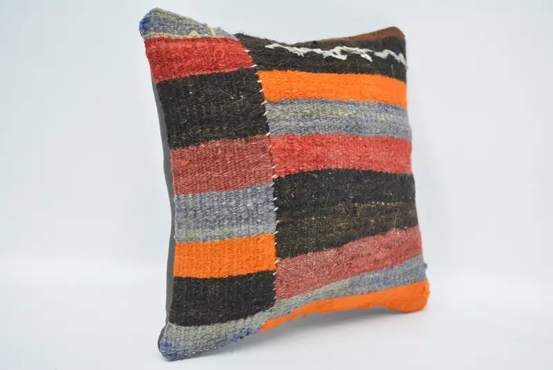 12x12 Red Pillow Sham, Armchair Cushion, Custom Pillow Sham, Boho Pillow, Ethnical Kilim Rug Pillow, Kilim Pillow Cover, Pillow Sham - 3