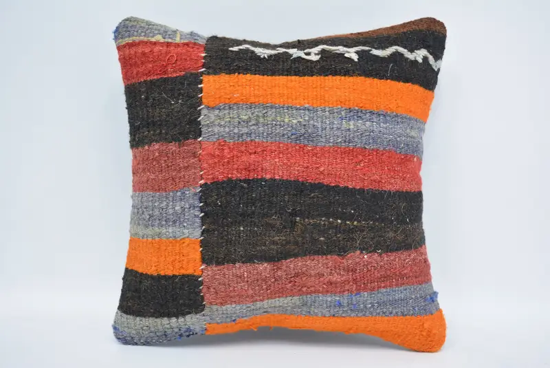 12x12 Red Pillow Sham, Armchair Cushion, Custom Pillow Sham, Boho Pillow, Ethnical Kilim Rug Pillow, Kilim Pillow Cover, Pillow Sham - 1