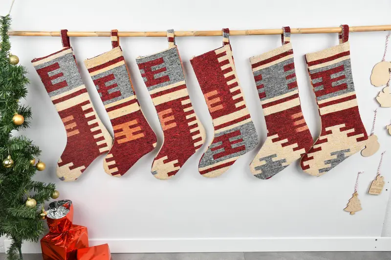 Festive Christmas Ornaments Pattern, 8 Inch Wide Christmas Stocking