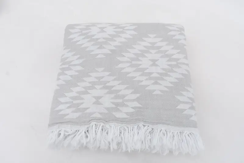 Decorative Blanket, 84x56 Cotton Kilim Towel, Turkish Blanket Queen, Housewarming Gift, Monogram Blanket, Best Wedding Gift, Bohemian Bedspread - 5