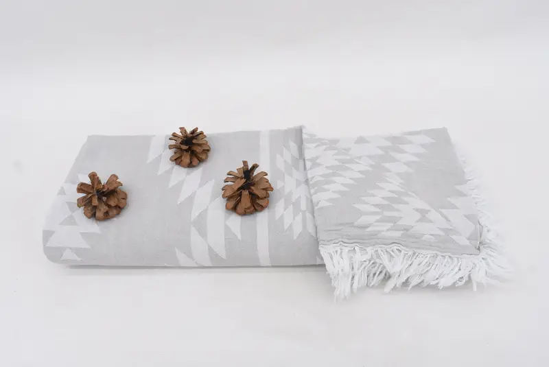 Decorative Blanket, 84x56 Cotton Kilim Towel, Turkish Blanket Queen, Housewarming Gift, Monogram Blanket, Best Wedding Gift, Bohemian Bedspread - 8
