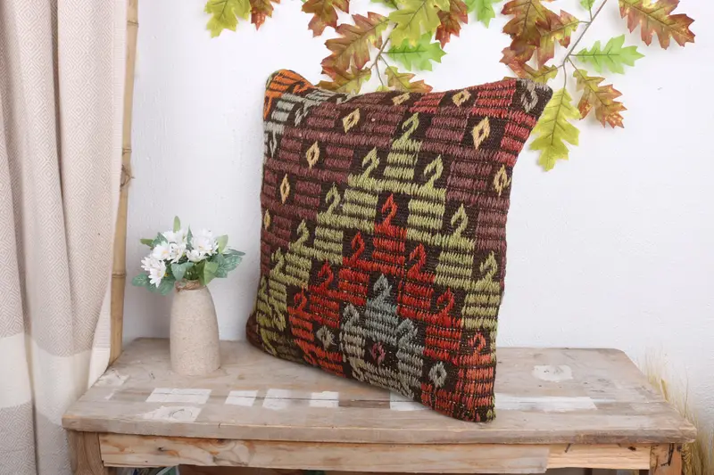 Interior Designer Pillow, Boho Pillow, Handmade Pillow, 18x18 Red Pillow Sham, Outdoor Patio Cushion Case, Boho Pillow Sham Cover, Pillow Cover - 4