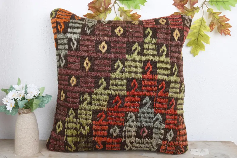 Interior Designer Pillow, Boho Pillow, Handmade Pillow, 18x18 Red Pillow Sham, Outdoor Patio Cushion Case, Boho Pillow Sham Cover, Pillow Cover - 2