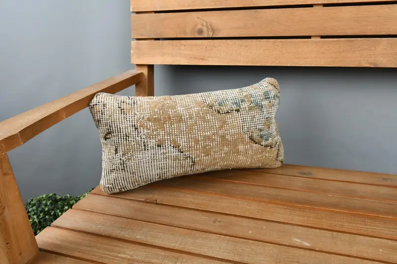 Boho Chic Cushion, Custom Cushion, Interior Designer Pillow, Pillow Cover, Vintage Kilim Pillow, Vintage Kilim Throw Pillow, 8x16 Beige Pillow Case - 1