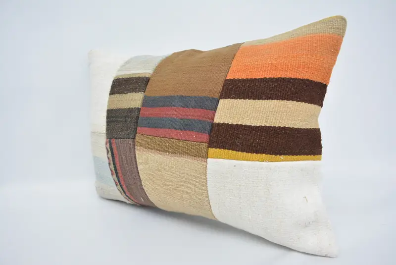 Vintage Kilim Pillow, Cushion, Kilim Cushion Sham, Outdoor Bolster Pillow, Vintage Kilim Throw Pillow, Customized Cushion Cover, 16x24 White Cushion - 4