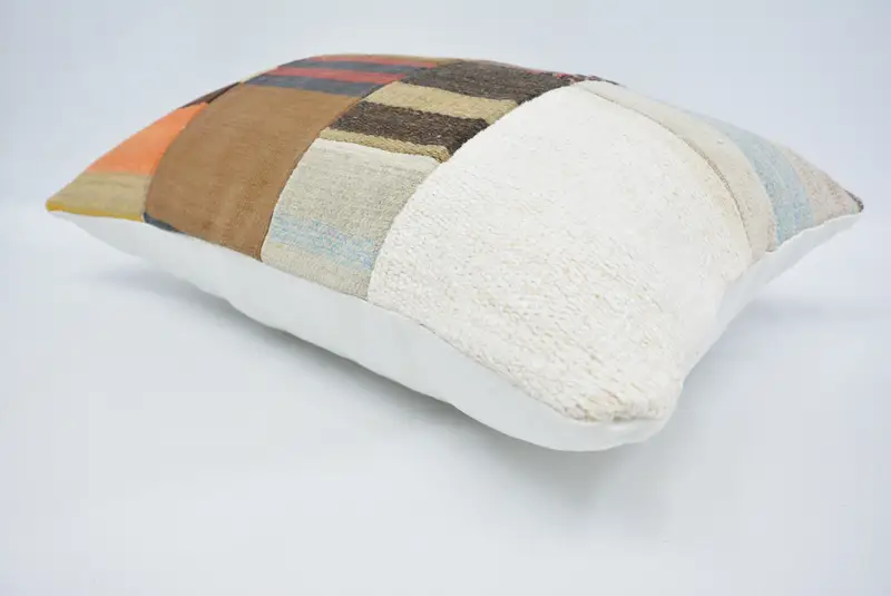 Vintage Kilim Pillow, Cushion, Kilim Cushion Sham, Outdoor Bolster Pillow, Vintage Kilim Throw Pillow, Customized Cushion Cover, 16x24 White Cushion - 6