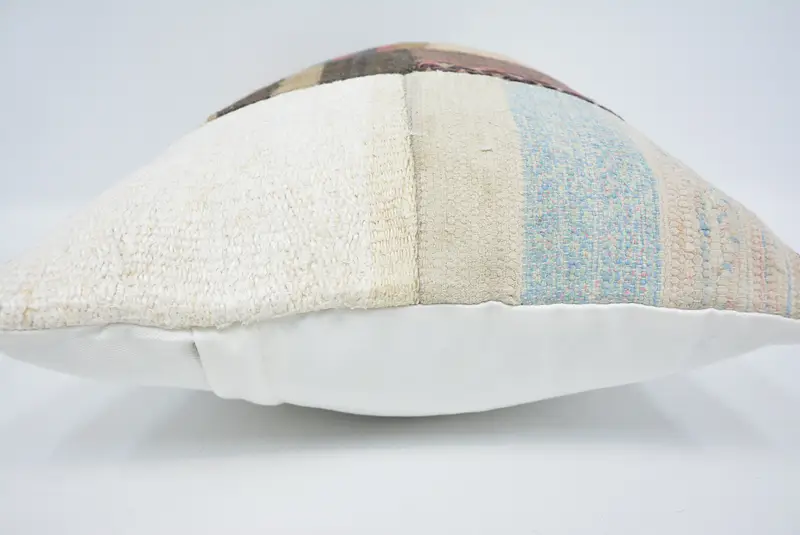 Vintage Kilim Pillow, Cushion, Kilim Cushion Sham, Outdoor Bolster Pillow, Vintage Kilim Throw Pillow, Customized Cushion Cover, 16x24 White Cushion - 5