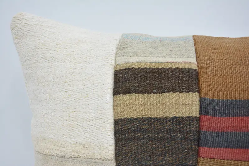 Vintage Kilim Pillow, Cushion, Kilim Cushion Sham, Outdoor Bolster Pillow, Vintage Kilim Throw Pillow, Customized Cushion Cover, 16x24 White Cushion - 2
