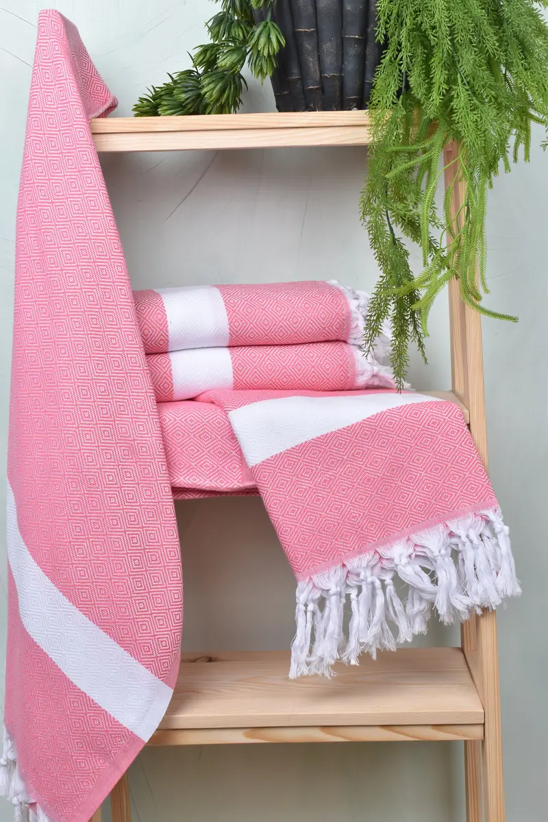 Home Decor Gifts, Fringed Turkish towel for poolside, 70x40 Cotton Diamond Towel, Bath towel, Bachelor Gift, Custom Wedding Gift, Monogram Towels - 6