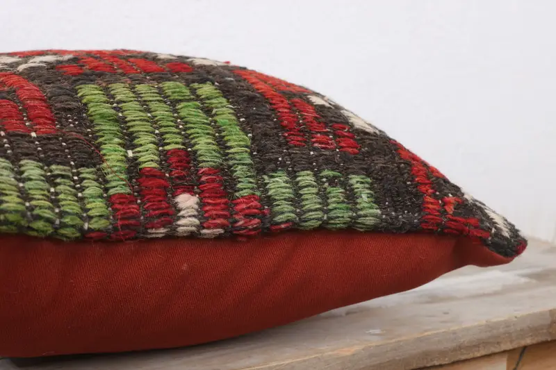 Hippie Throw Pillow Sham, Authentic Pillow, Pillow Sham, Kilim Pillow, 14x14 Red Pillow, Home Decor Pillow, Accent Pillow Sham, Throw Kilim Pillow - 6