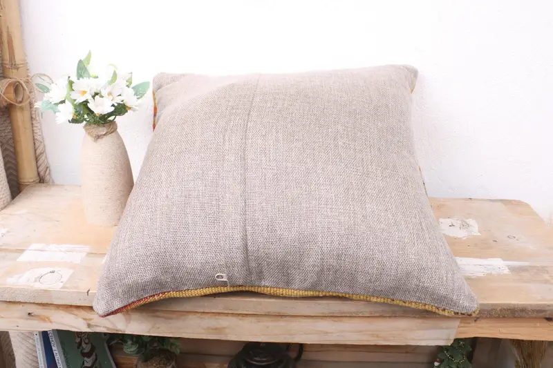 Pillow Sham, Kilim Pillow, Vintage Kilim Throw Pillow, Kilim Pillow Cover, Meditation Pillow, 16x16 Green Pillow Sham, Vintage Kilim Pillow Pillow - 7