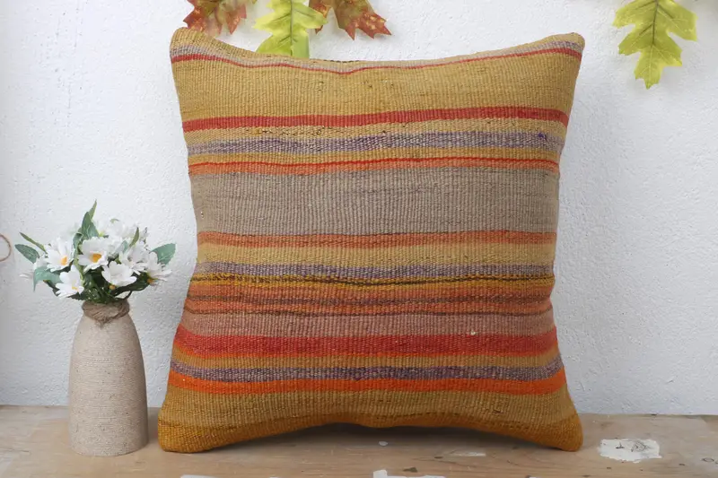 Pillow Sham, Kilim Pillow, Vintage Kilim Throw Pillow, Kilim Pillow Cover, Meditation Pillow, 16x16 Green Pillow Sham, Vintage Kilim Pillow Pillow - 2