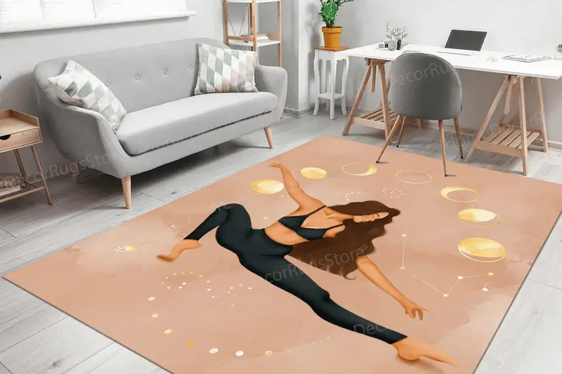 エレガントなプリントラグ: ヨガと瞑想のためのボヘミアンムーンデザイン