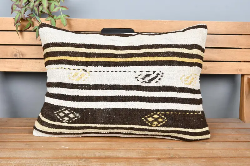 Vintage Kilim Throw Pillow, Retro Pillow, Pillow, Vintage Kilim Pillow, Toss Cushion, 20x28 White Cushion Cover, Kilim Pillow Cover - 6