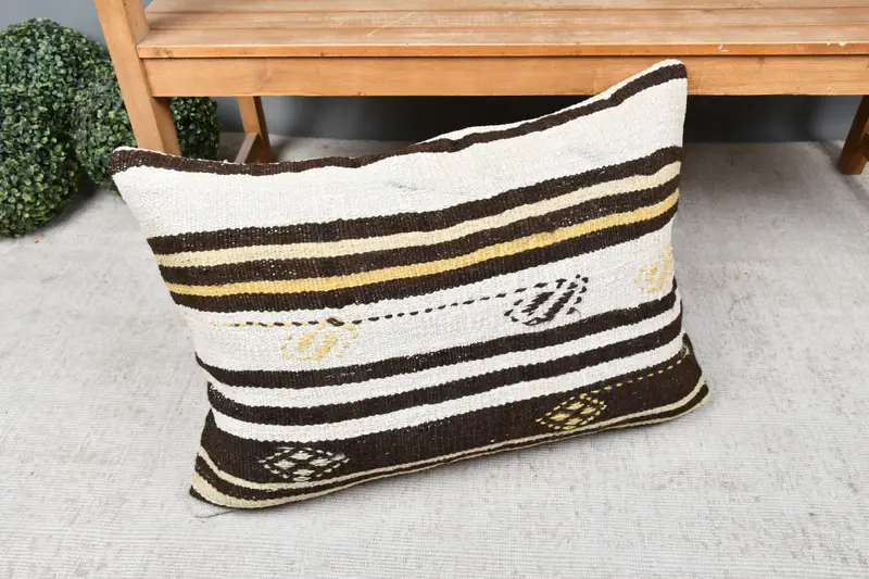 Vintage Kilim Throw Pillow, Retro Pillow, Pillow, Vintage Kilim Pillow, Toss Cushion, 20x28 White Cushion Cover, Kilim Pillow Cover - 7