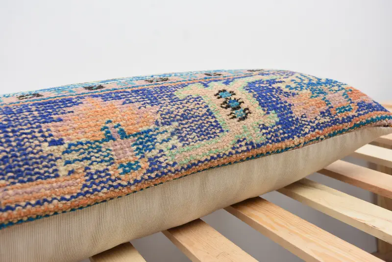 12x48 Blue Pillow Sham, Aztec Cushion Cover, Outdoor Bolster Cushion, Ethnical Kilim Rug Pillow, Vintage Pillow, Throw Kilim Pillow, Cushion - 7