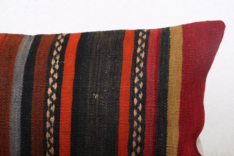 Boho Pillow, Ethnical Kilim Rug Pillow, Vintage Kilim Pillow Cushion, 12x36 Red Pillow, Decorative Throw Cushion, Cushion, Antique Pillows - 5