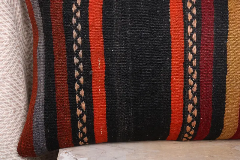 Boho Pillow, Ethnical Kilim Rug Pillow, Vintage Kilim Pillow Cushion, 12x36 Red Pillow, Decorative Throw Cushion, Cushion, Antique Pillows - 3