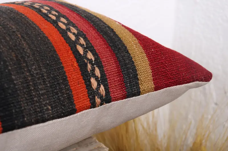 Boho Pillow, Ethnical Kilim Rug Pillow, Vintage Kilim Pillow Cushion, 12x36 Red Pillow, Decorative Throw Cushion, Cushion, Antique Pillows - 6